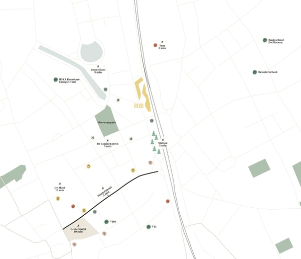 Locatiekaart Roelevard, Roeselare centrum nabij station en Grote Markt